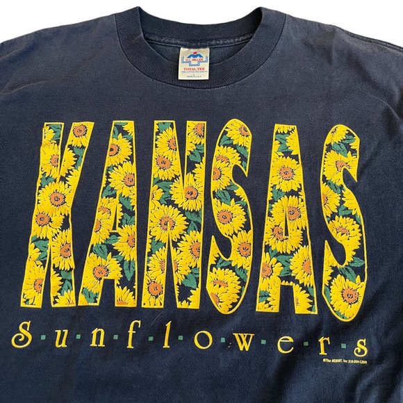 VTG. Kansas Sunflowers Blue t-shirt Single Stitch  Total Tee tag, Size L - Picture 2 of 7